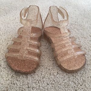 Bronze glitter jelly gladiator sandals